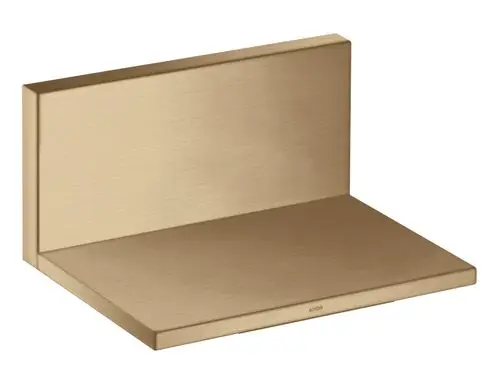 Axor-Brushed Bronze Wand-Element mit vertikaler Rückwand und flacher Ablagefläche für Badezimmer-Installation.